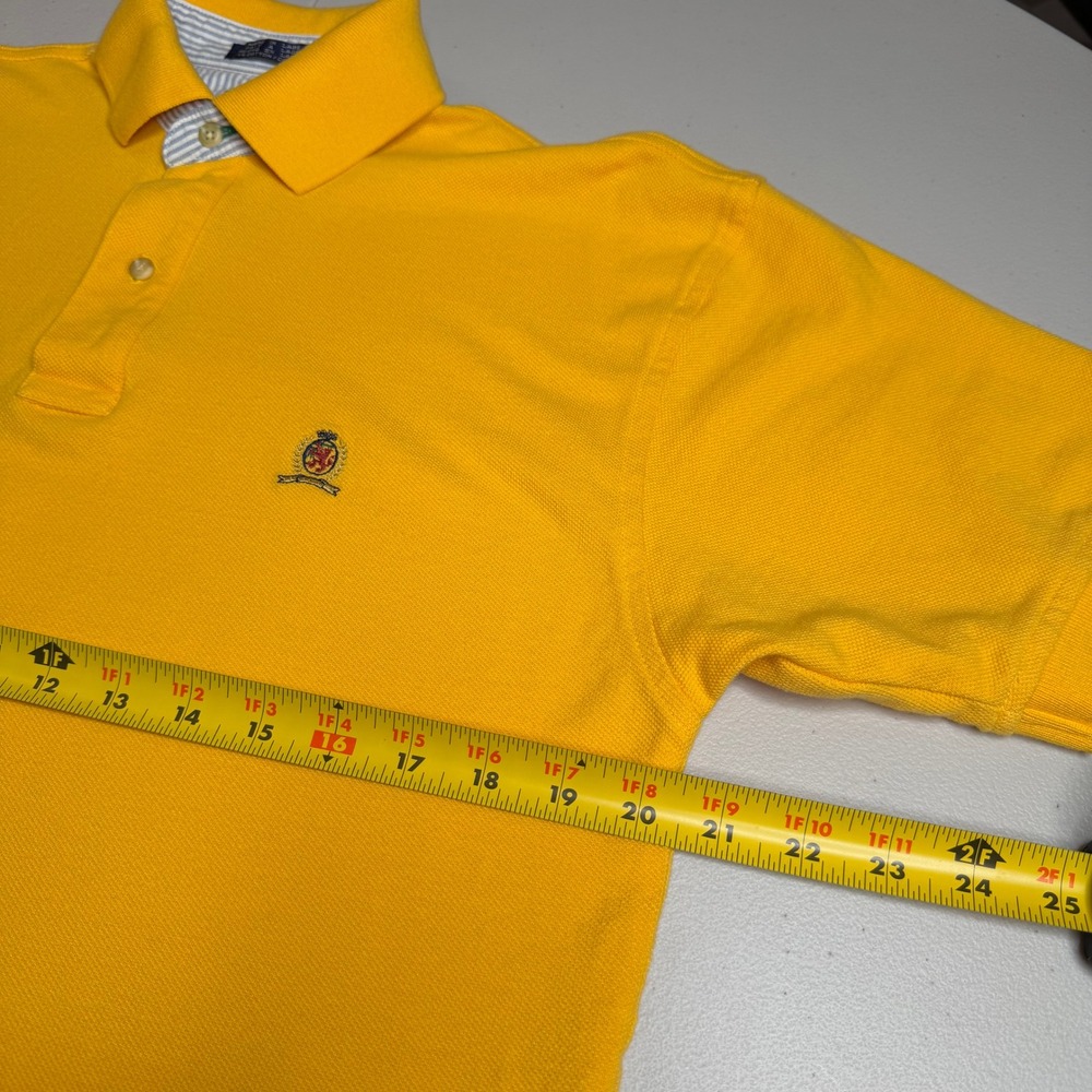 Tommy Hilfiger Mens Small Yellow Cotton Pique Polo Shirt Crest Logo Short Sleeve - Picture 5 of 12